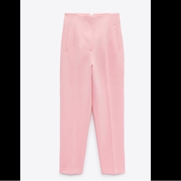 Zara High Waist Slim Fit Trousers Pink - - Picture 4 of 11